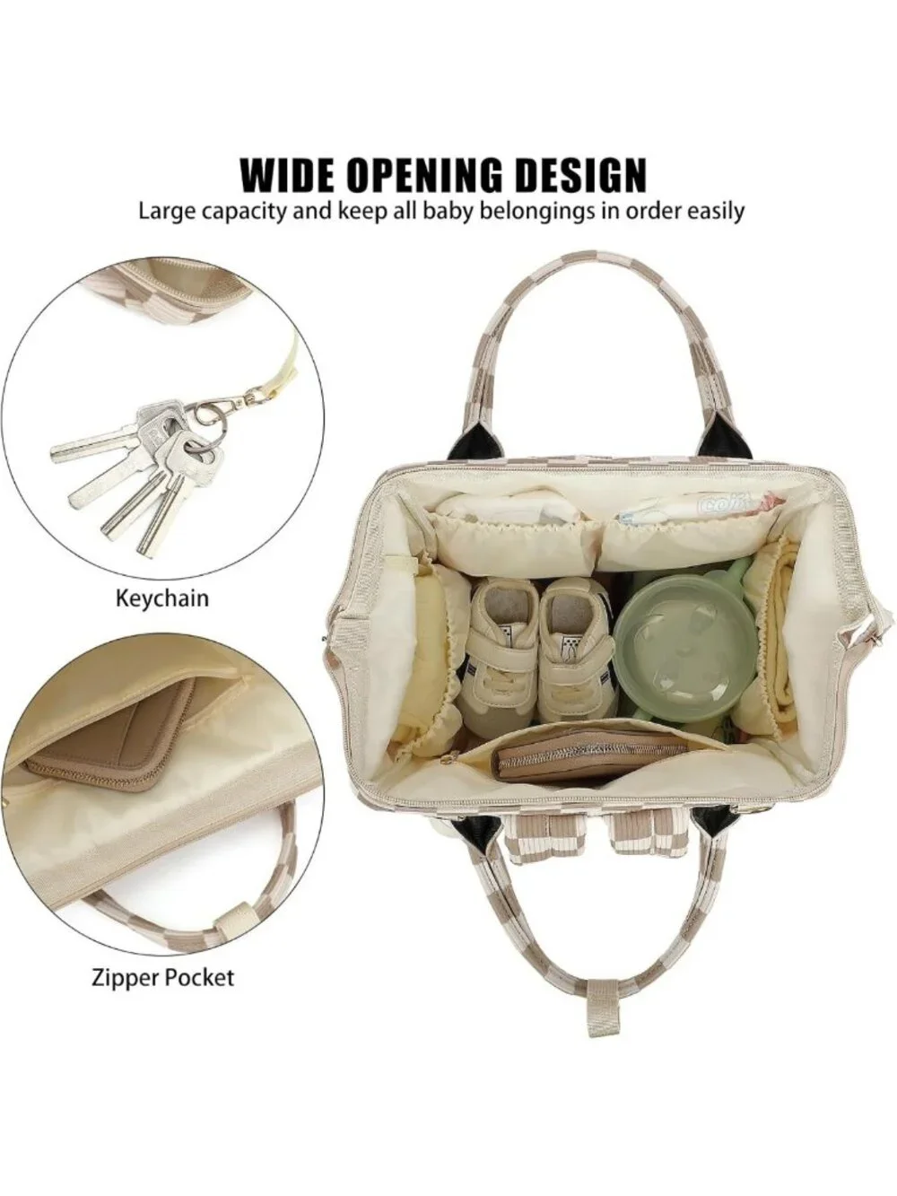 Stylish Large Capacity Baby Diaper Bag Backpack with Stroller Straps - Unisex
